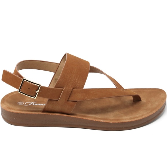 New Tan Thong Comfy Sole Sling Back Sandals - Picture 2 of 4